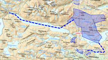 Skjermbilde av trygge områder der man kan gå kite på vinteren