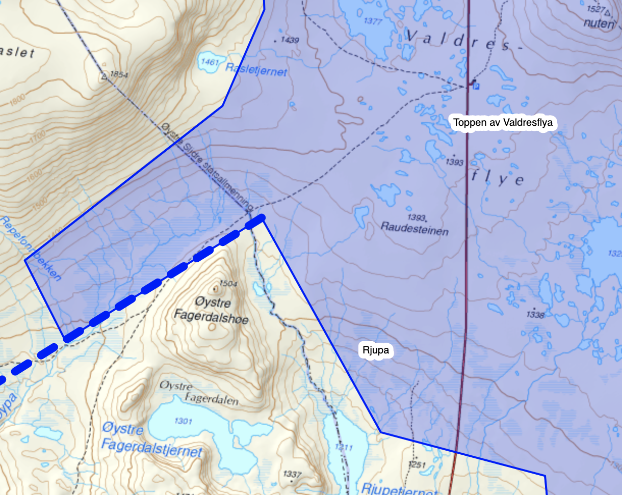 Område på Valdresflya der det kan kites