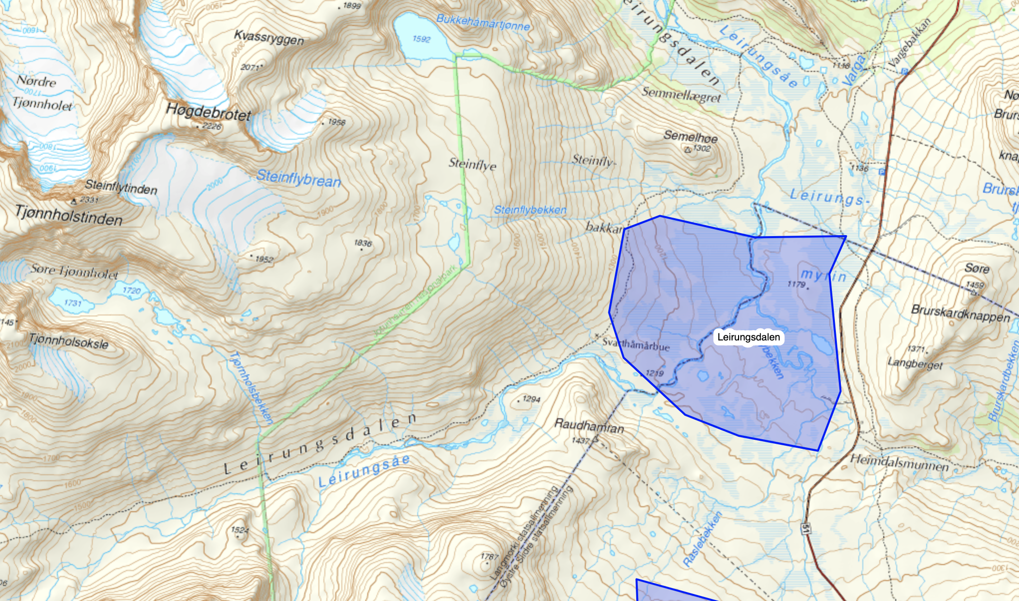 Kiteområde i Leirungsdalen