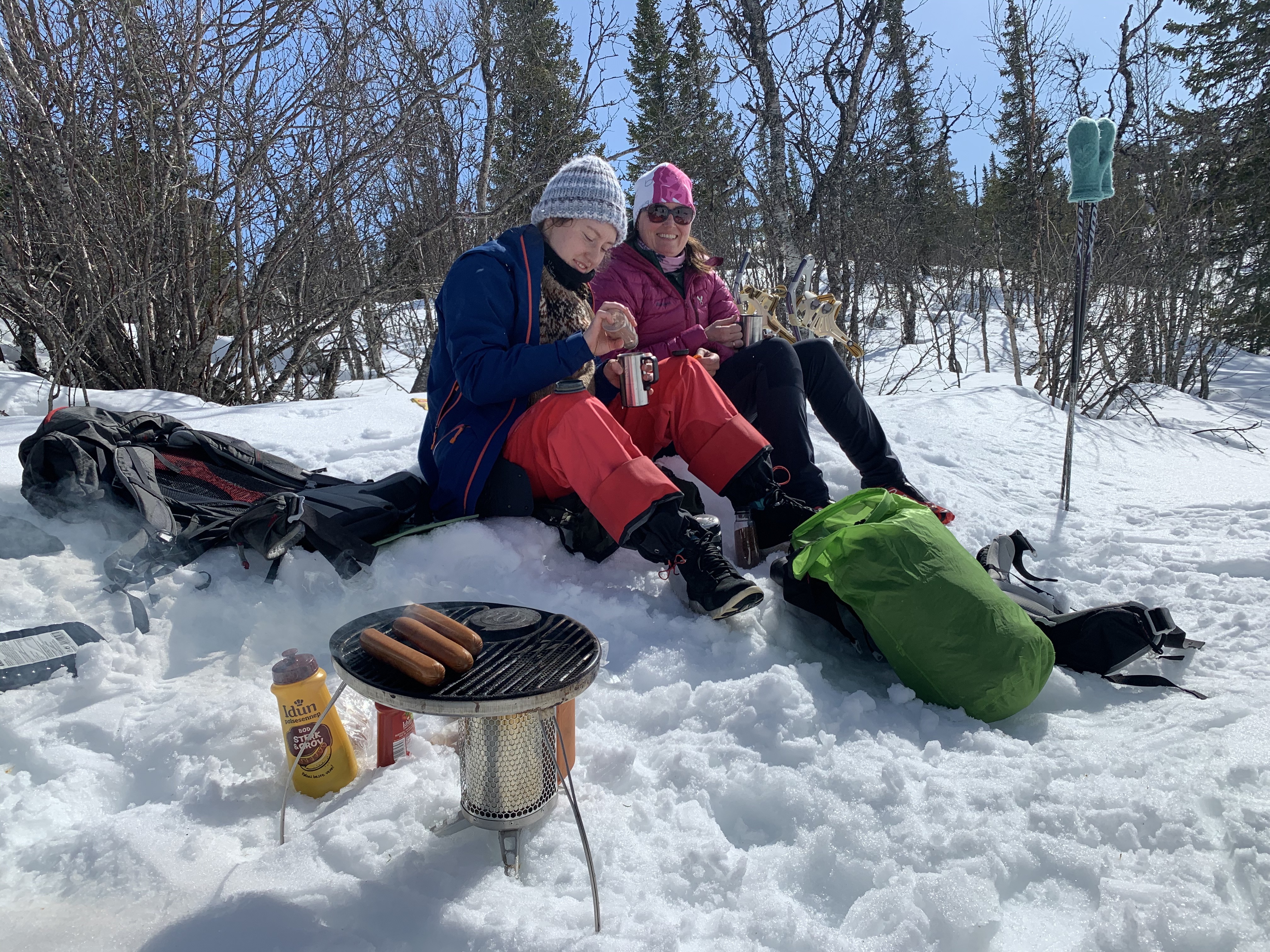 Familietur På Fjellet Med Pølse På Primus
